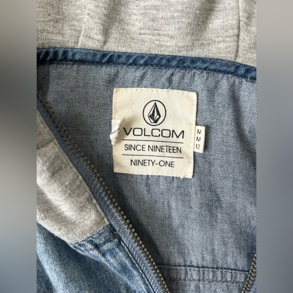 Volcom zip up chambray lightweight with gray hoodie and sleeves youth 12 - Picture 4 of 7